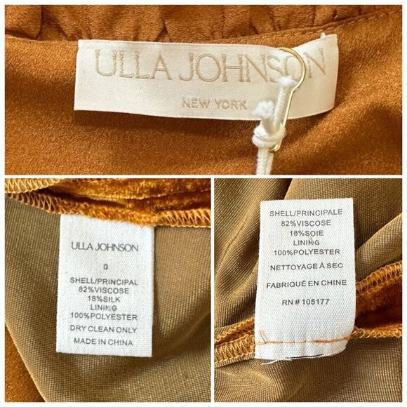 Ulla Johnson Erika Dress, in Sandstone,‎  Velvet Ruffle Trim,  Size 0, NWT - Picture 5 of 16